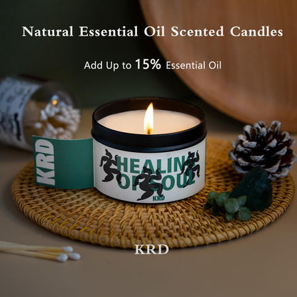 KRD Amber Moss Aromatherapy Candle, 6.4oz Coconut Soy Wax, 42H Long Burn, Natural Home Fragrance for Bathroom Decor