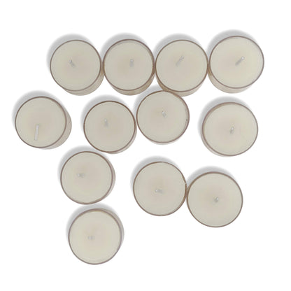 Hyoola Pure White Beeswax Tea Lights - 24 Pack - Handmade Decorative Unscented - Tealight Candles - 4 Hour Burn Time, Clear Cup