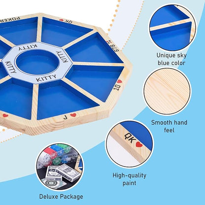 Wooden Michigan Rummy Board Game13 * 13 inchesTripoley GameDeluxe Set 1 Michigan Rummy Board2 Pokers100 Chips(in a Box)1 Manual1 Portable StorageParty GameBlue (Blue)