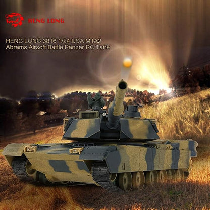 POCO DIVO Abrams M1A2 US Battle Tank RC Airsoft Panzer 1/24 Scale Model 2.4Ghz Remote Control Military Vehicle Combat Fight Infrared BB