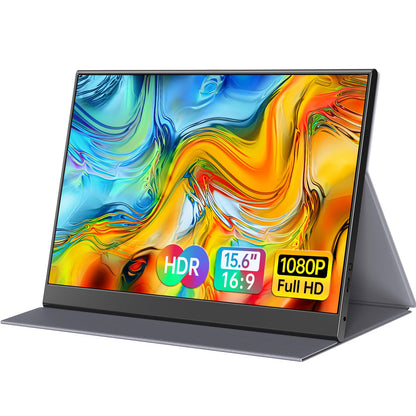ForHelp 15.6inch Portable Monitor,1080P USB-C HDMI Second External Monitor for Laptop,PC,Mac Phone,PS,Xbox,Swich,IPS Ultra-Thin Zero Frame Gaming Display/Premium Smart Cover