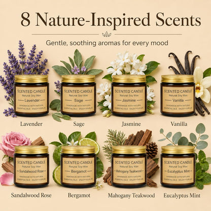 8 Pack Scented Candles, Natural Soy Wax with Elegant Packaging - Reassuring Gifts for Women and Men, Suitable for Valentine's Day, Mother's Day and Christmas