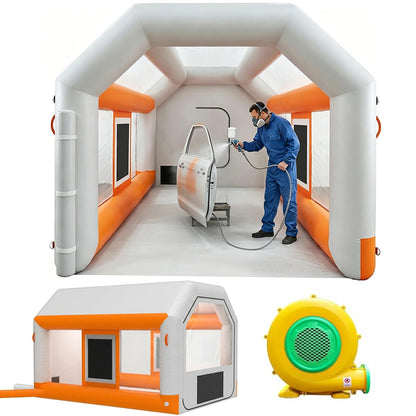 10x8.5x7ft Inflatable Paint Booth, Light Water-Resistant 210D Oxford Portable Spray Booth with 550W Blower, Professional Mobile Workshop for Car Parts, Furniture & Crafts, Dual Filtration