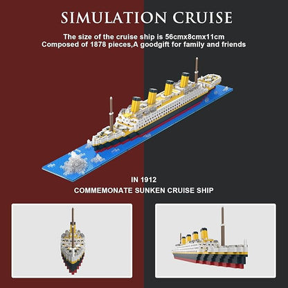 Titanic Micro Mini Building Set1878 Pieces Big Ship Model Building ToysDIY Educational Toys 3D Puzzle KitSTEM Ship Creative Project Model Building Set Birthday for AdultsKids