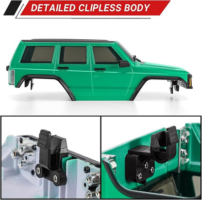 INJORA 6.10in 133g Wheelbase ABS Hardtop Cherokee Body for TRX4M Bronco Defender Chassis 1/18 RC Crawler Upgrade(Green)