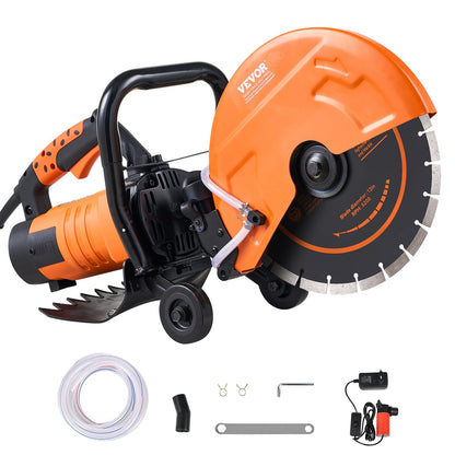 VEVOR Electric Concrete Saw, 12 in, 1800 W Motor Circular Saw Cutter with Max. 4.5 in Adjustable Cutting Depth, Wet Disk Saw Cutter Includes Water Line, Pump and Blade, for Stone, Brick