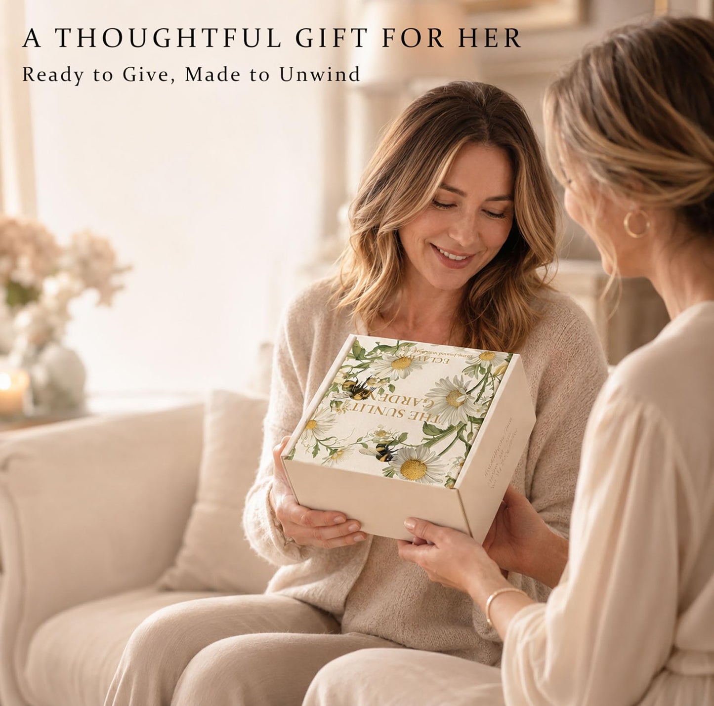 Scented Candles Gift Set for Women, 4 Pack Soy Candles for Home with Unique Floral Design, Relaxing Aromatherapy Candles for Birthday, Self Care, Home Decor