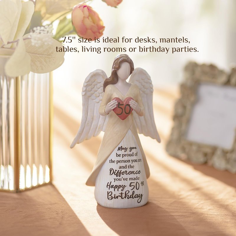 Storieme 50th Birthday Gifts for Her Women: Happy Birthday Gift for Friends Besites Sisters Daughter Mom 50 Year Old Woman Birthday Angel Figurine