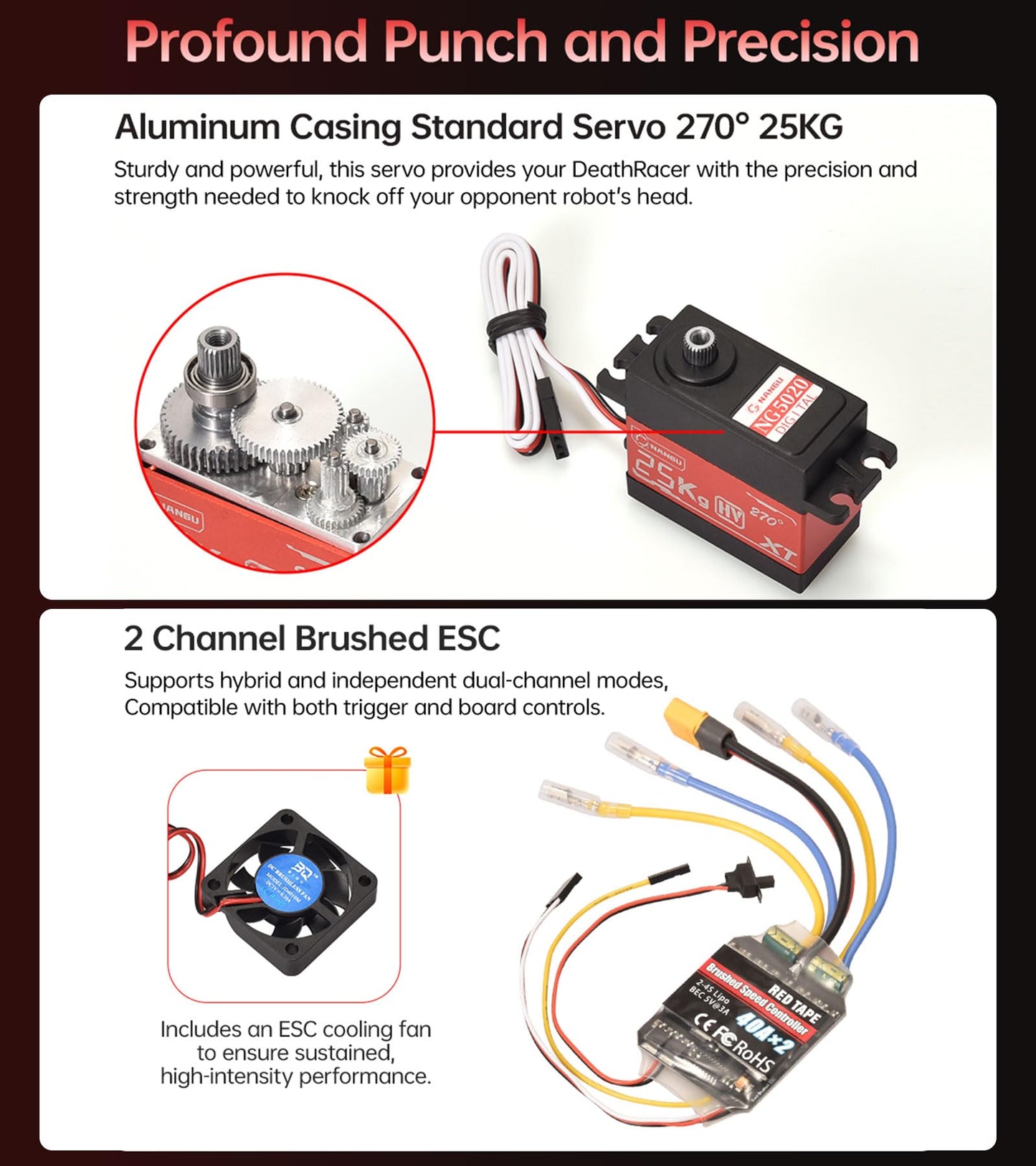 BIGTREETECH DeathRacer Kit V2.0, (Fun) ctionals DIY for 3D Printer Makers, High-Intensity Performance Standard Servo, 550 Brushed Motor 21T Powerful&Durable Hardware Help You Dominate The Battlefield