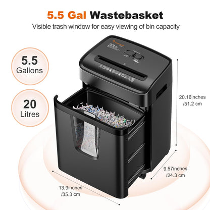 Bonsaii 12-Sheet Micro-Cut Paper Shredders for Home Office, Heavy Duty Document Shredder with 5.5 Gallon Pullout Bin for CD/Credit Card/Staple, 30 Mins Continuous Run Time, P-4 High Security