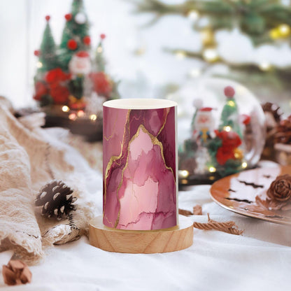Zathe Flameless Pillar Candles Batteries Led Flameless Candles for Fireplace Marble Blush Burgundy