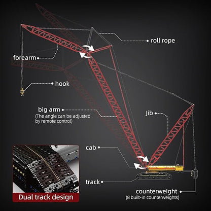 Mould King Crawler Crane LR13000 Building Block Kits Technical Construction Vehicles Cranes Model with Motor/APP Remote Control Gift for Age 14+/Adult Collections Enthusiasts (4318+ Pieces)
