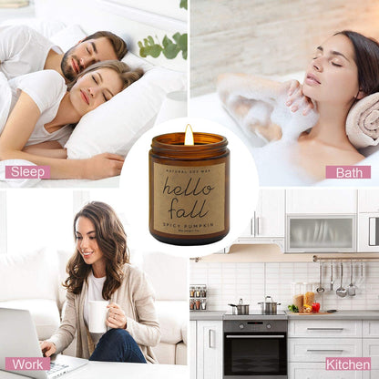 Fall Decorations for Home - Fall Candles, Gifts for Women, Natural Soy Wax Pumpkin Spice Scented Candles