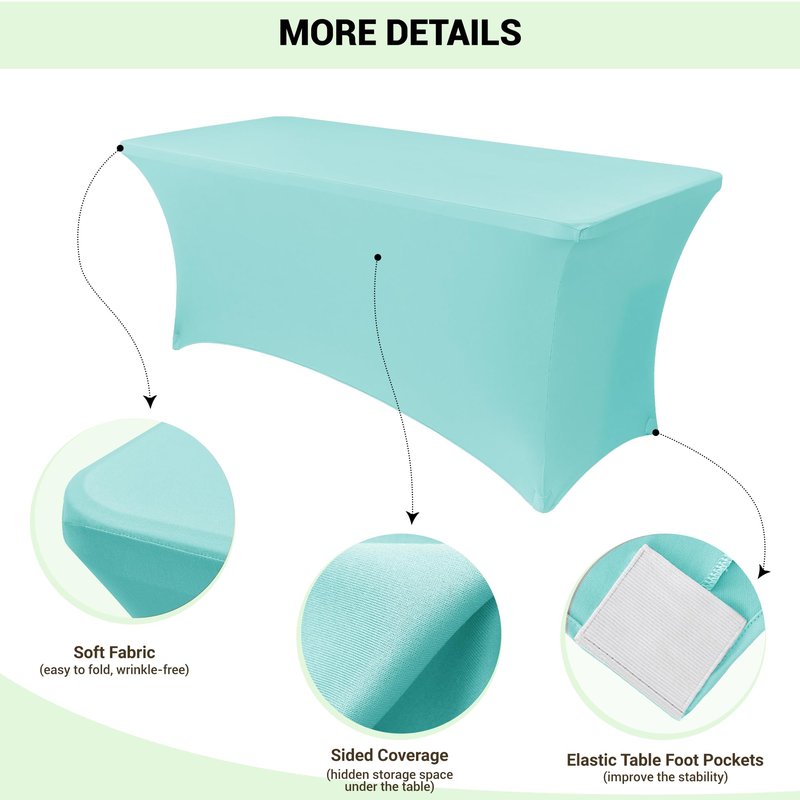 Obstal 4Ft Stretch Spandex Table Cover for Standard Folding Tables - 2 Pack Universal Rectangular Fitted Tablecloth for Party, Banquet, Events, Trade Show (Fresh Blue, 48L x 24W x 30H Inches)