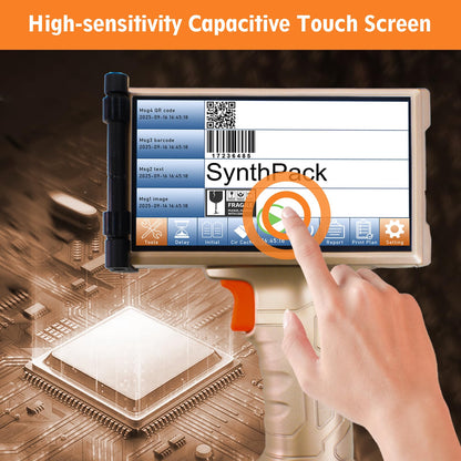 Handheld Inkjet Printer, 1200 DPI Portable Handheld Printer with 6.5 Inch Touchable Screen, 0.5 Inch Print Height for Printing QR Barcode Batch Number Logo on Plastic Carton Wood Metal Glass (SH1)