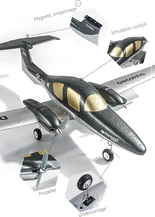 RC Plane Remote Control Airplane RTF 2 Chanel Radio Control Diamond Airpcraft for Beginners Wingspan 550mm (2 Batteries)