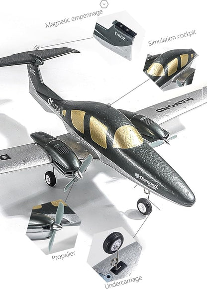 RC Plane Remote Control Airplane RTF 2 Chanel Radio Control Diamond Airpcraft for Beginners Wingspan 550mm (2 Batteries)
