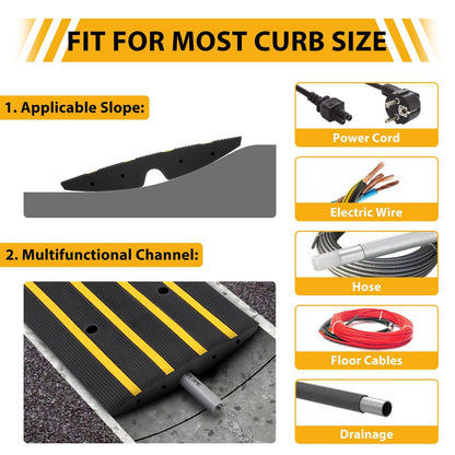 2.5" Rise Rubber Curb Ramp, 33069 LBS Capacity 48" Long, Heavy Duty Driveway Ramps w/Reflective Strips & Drainage Channels for Cars, Trucks, RVs, Wheelchairs & Scooters (2 Pack)
