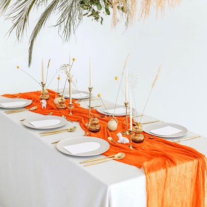MODFUNS Cheesecloth Table Runner Orange Boho Gauze Table Runner 10ft Halloween Cheese Cloth Table Runners Cotton Fabric Cheese Table Cloth Sheer Gauze Table Cover Wedding Halloween Party Table Decor