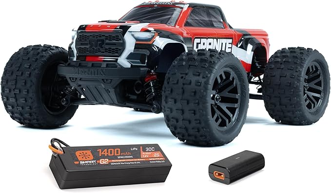 ARRMA RC Truck 1/18 Granite GROM MEGA 380 Brushed 4X4 Monster Truck RTR with Battery &amp Charger Red ARA2102T2