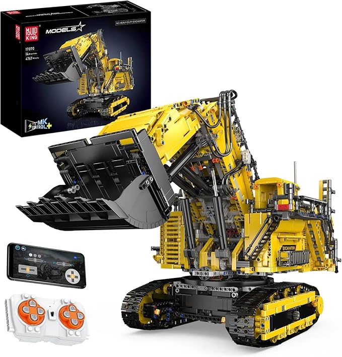 Mould King 17070 RC Excavator Building Set for Adults 4767 Pieces Truck Construction Vehicle Model APP Remote Control Truck with Engines STEM Engineering Toys