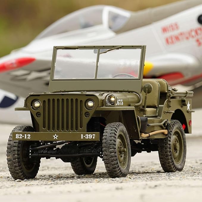 RocHobby 1/6 1941 MB Scaler RC Car 4x4 Hobby Grade RC Car Mini RC Rock Crawler Military RC Truck with 550 Brushed Motor LED Lights for Adults RS