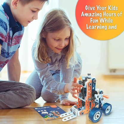 MOBIUS Toys 12-in-1 STEM Construction Kit - 152-Piece Building Set for Kids Ages 4-12 - Educational Engineering Toy for Boys &amp Girls to Build Cars Trucks Motorcycles &amp More Creative Learnin