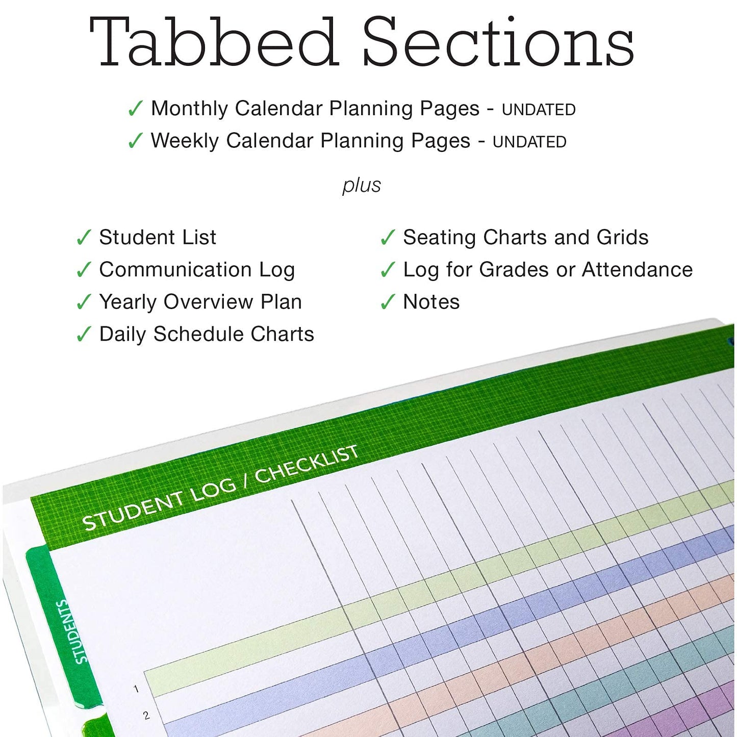 Elan Publishing Company DELUXE Undated Teacher Planner: 8.5x11 Includes 7 Periods, Page Tabs, Bookmark, Planning Stickers, Pocket Folder Daily Weekly Monthly Planner Yearly Agenda (Seaside Watercolor)