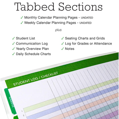 Elan Publishing Company DELUXE Undated Teacher Planner: 8.5x11 Includes 7 Periods, Page Tabs, Bookmark, Planning Stickers, Pocket Folder Daily Weekly Monthly Planner Yearly Agenda (Seaside Watercolor)
