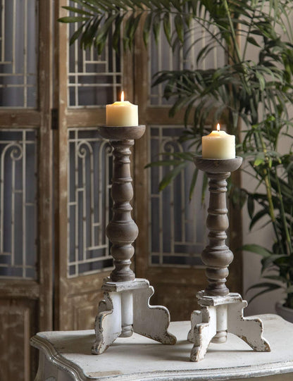 Floor Candle Holders Tall Set of 2, Candle Holders for Pillar Candles, Wood Handcrafted Rustic Candle Holder, Large Decorative Candles for Wedding Home Party, Farmhouse Pillar Candle Stand