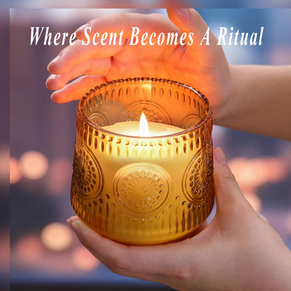 2 Pcs Soy Wax Scented Jar Candles Set, Vanilla Cinnamon & Cedar Balsam- Scented Candles for Home, 7.5oz Each, Up to 52 Hours Burn Time, Decorative Aromatherapy Candle for Relaxation & Luxury Gifting
