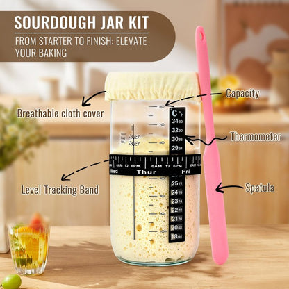 Sourdough Starter Kit | Complete Sourdough Bread Baking Supplies & Sour Dough Bread Making Kit with Proofing Baskets (8.5" & 10") All-in-One Baking Tools & Gift Set for Women, Beginners & Home Bakers