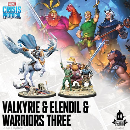 Asmodee Marvel: Crisis Protocol Valkyrie on Elendil &amp Warriors Three Character Pack -Mounted Valkyrie &amp Fandral Hogun Volstagg Tabletop Superhero Game Ages 14+ 2 Players 90 Minute Playti