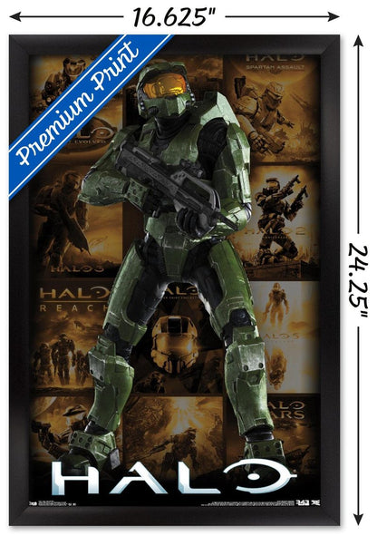 Trends International Halo - Game Key Art Grid Wall Poster, 14.725" x 22.375", Black Framed Version