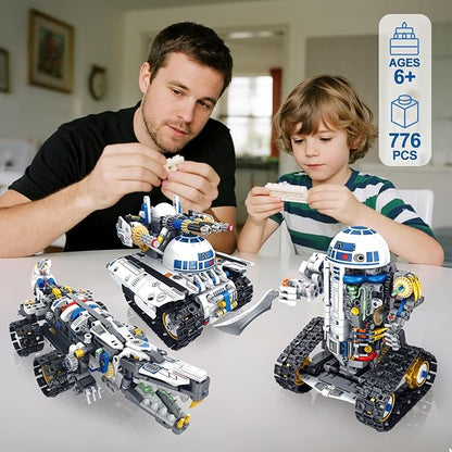 3 in 1 STEM Robotics Building Kit 776 PCS APP/Remote Control Robot Space Wars Toy Building Block Sets Compatible with Lego Robotics Control &amp Programming Robot Birthday Gifts for Boys Age 8-14+