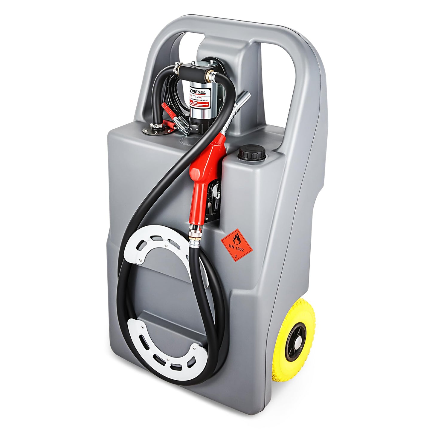 DNA MOTORING Portable Fuel Tank Caddy 26 Gallon 100L 12V Diesel Transfer Unit for Cars Trucks Lawn Mowers ATVs Boats,Grey,TOOLS-00303