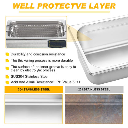 EIWEI 3L Ultrasonic Cleaner Dual-Frequency Professional Digital Stainless Steel Cleaning Machine with Heater Timer for Carburetor, Parts, Circuit Board, Glasses, Denture, Jewelry