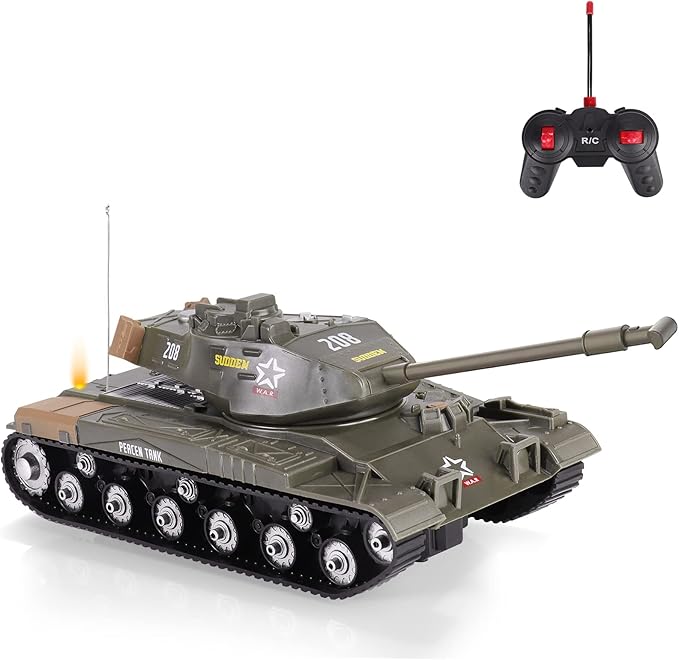 ele ELEOPTION Remote Control RC Tank with Rotating Turret and Sound Tank Toy Gift for Kids Boys Girls 3 4 5 6 7 8 Years Army Tanks Military Toys