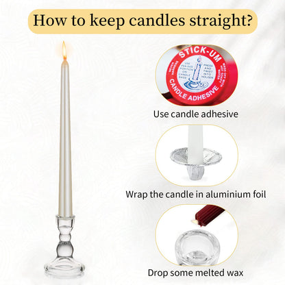 Romadedi Glass Candle Holder for Candlestick - 20 pcs Clear Tapered Candle Holders Bulk for Standard Candle Sticks for Wedding Centrepieces Christmas Table Décor
