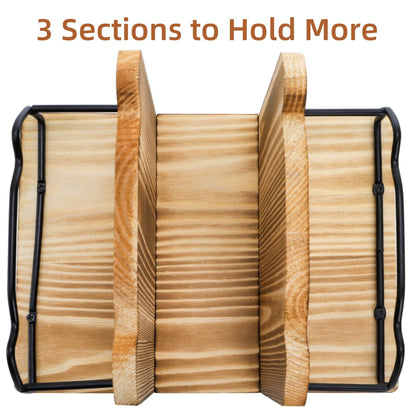 WRINGKIT Napkin Holder for Table, Rustic Napkin Dispenser with 2 Slot Salt Pepper Shakers Caddy, Wood Paper Napkin Storage Dispenser Condiment Caddy for Kitchen, Restaurant, Dining Room