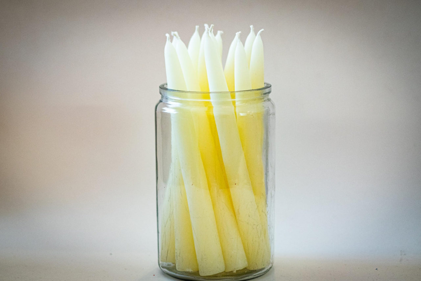 Bee The Light 100% Pure Beeswax Taper Candles - Hanukkah, Birthday or Orthodox, All-Natural Handmade Dipped Smokeless Unscented 8.5 inches (12 Pack) Ivory White