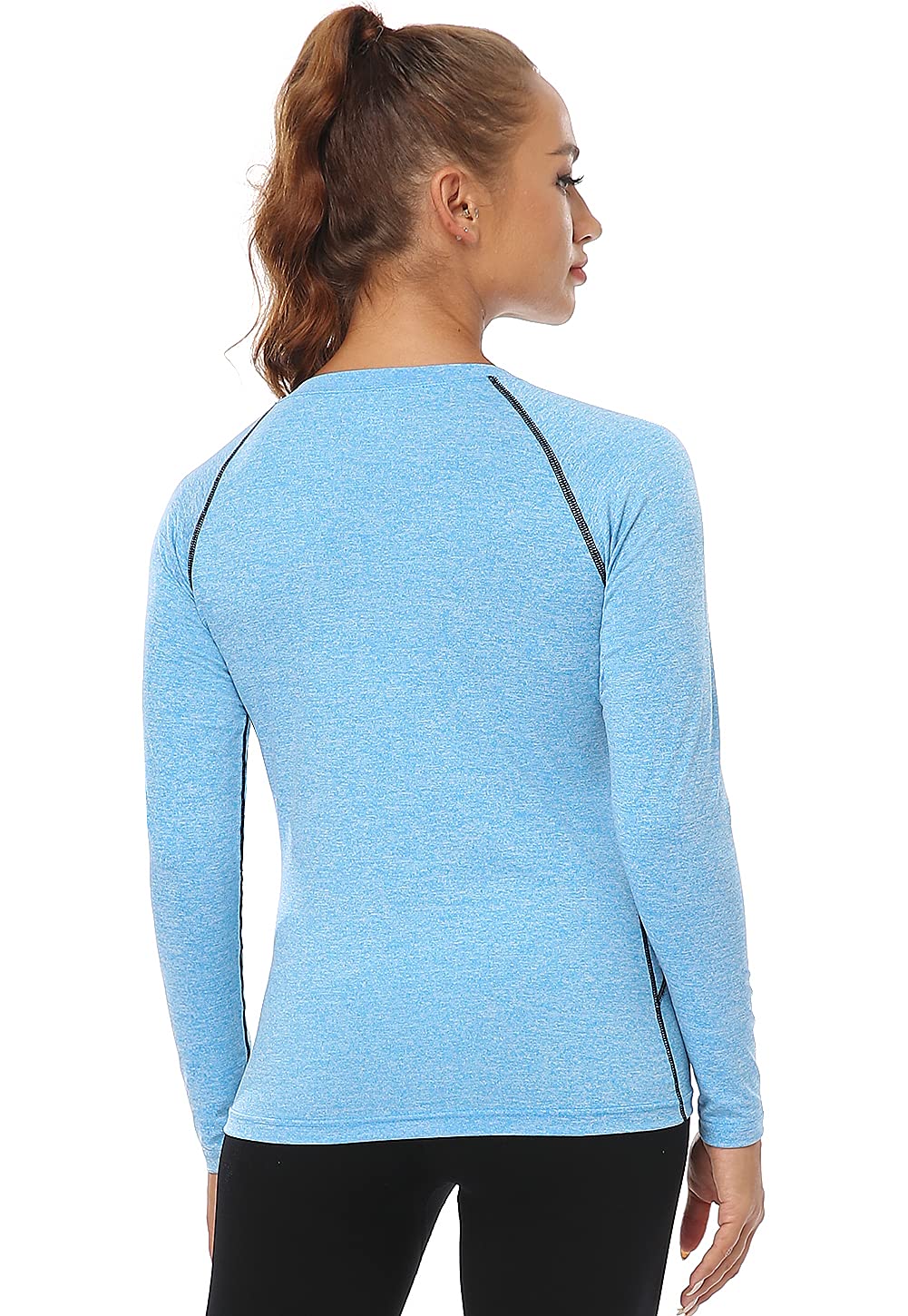 Star Vibe Dry Fit Long Sleeve Tshirt for Women Moisture Wicking Long Sleeve Tee Outdoor Compression Running Workout Tops 3 Pack Black/Grey/Blue S