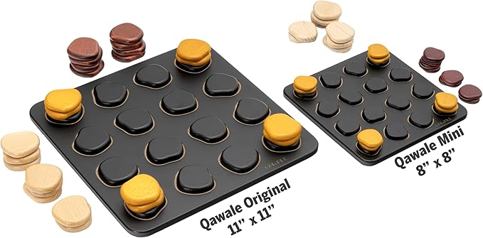GIGAMIC Qawale Mini | Mensa Select | Travel-Friendly Wooden Abstract Strategy Board Game for Kids and Adults | Compact Stone Stacking Game | Learn in only 1 Minute | Ages 8+ | 2 Players | 15 Min