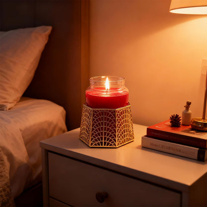 Dorephine 3 Wick Candle Holder, Shell Design Candle Jar Holder for 4-Inch Diameter Jars (5.25" D x 3.5" H) (Rose Gold)