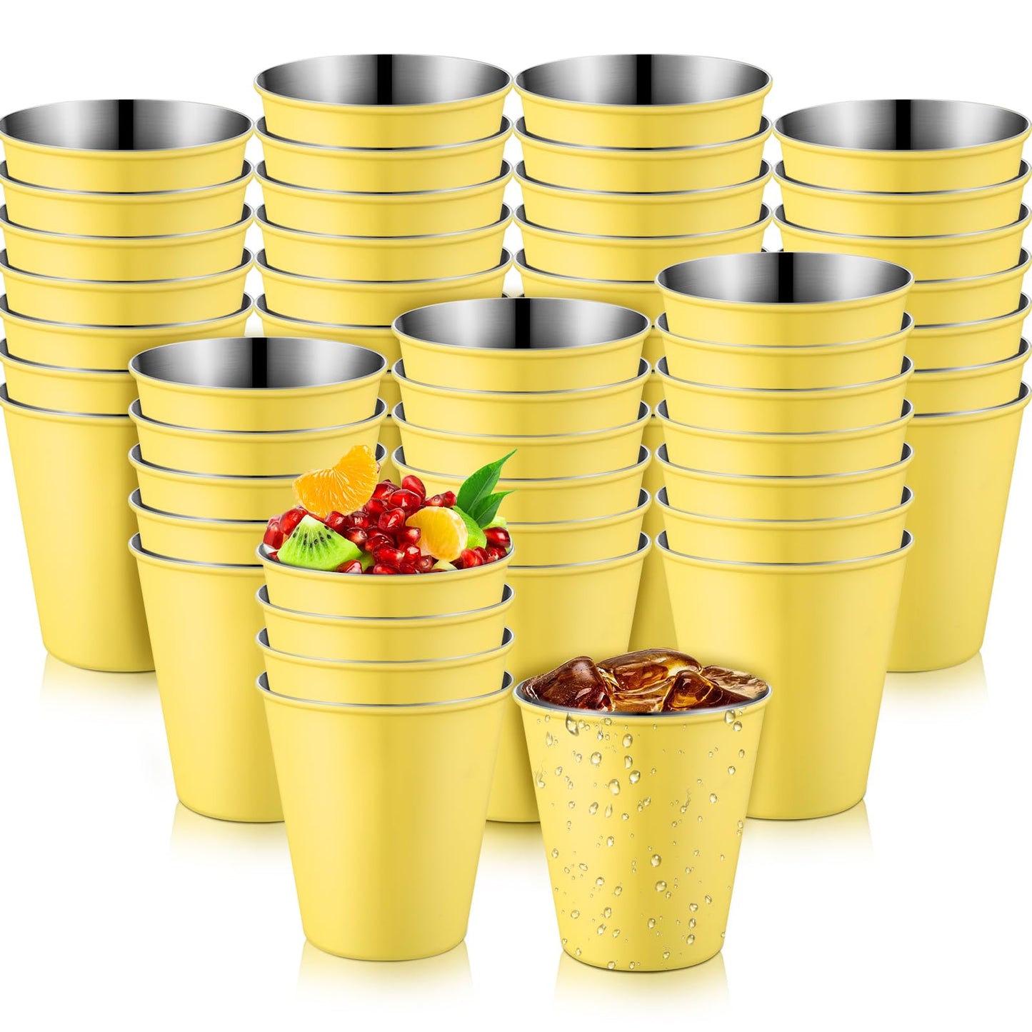Lallisa 100 Pcs 2 oz Stainless Steel Shot Glasses Metal Cups Small Unbreakable Shot Glass for Espresso Whiskey Bar Home Restaurant Camping Barware Gift (Gold)