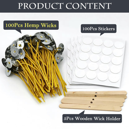 SWIGRANCE 10cm Hemp Candle Wicks 100Pcs, Hemp Braided Wick for Handamde Candle Making, Pre-Waxed with Beeswax