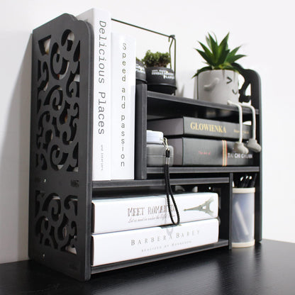 YGYQZ Small Bookshelf for Desktop Storage, Mini Cute Office Desk Shelves White Versatility Organizers for Women, Kids