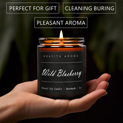 MOASITN Blueberry Highly Scented Candles for Home| Natural Soy Aromatherapy Candle| Handmade Long Lasting Jar Candle Gift for Women,Men as Birthday,Summer,Relaxing,Gifts| 7oz