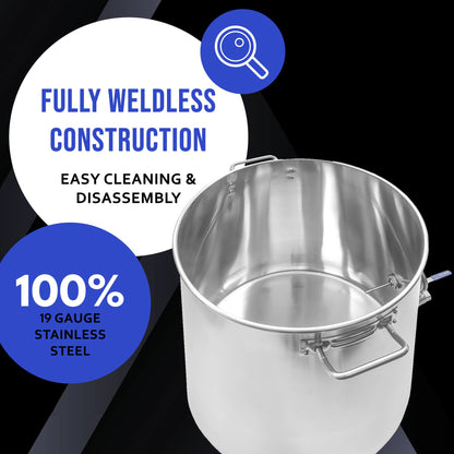 CONCORD Stainless Steel Home Brew Kettle Stock Pot (Weldless Fittings) (30 QT/ 7.5 Gal)