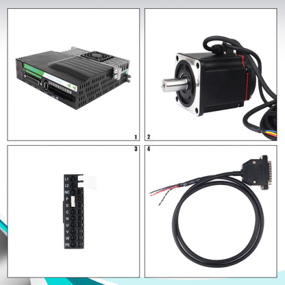 XUNKUNER AC Servo Motor Kit, AC220V 3000rpm L3000 17-bit Encoder RS485 Servo Motor Driver Controller Kit for CNC(750W Without Brake)
